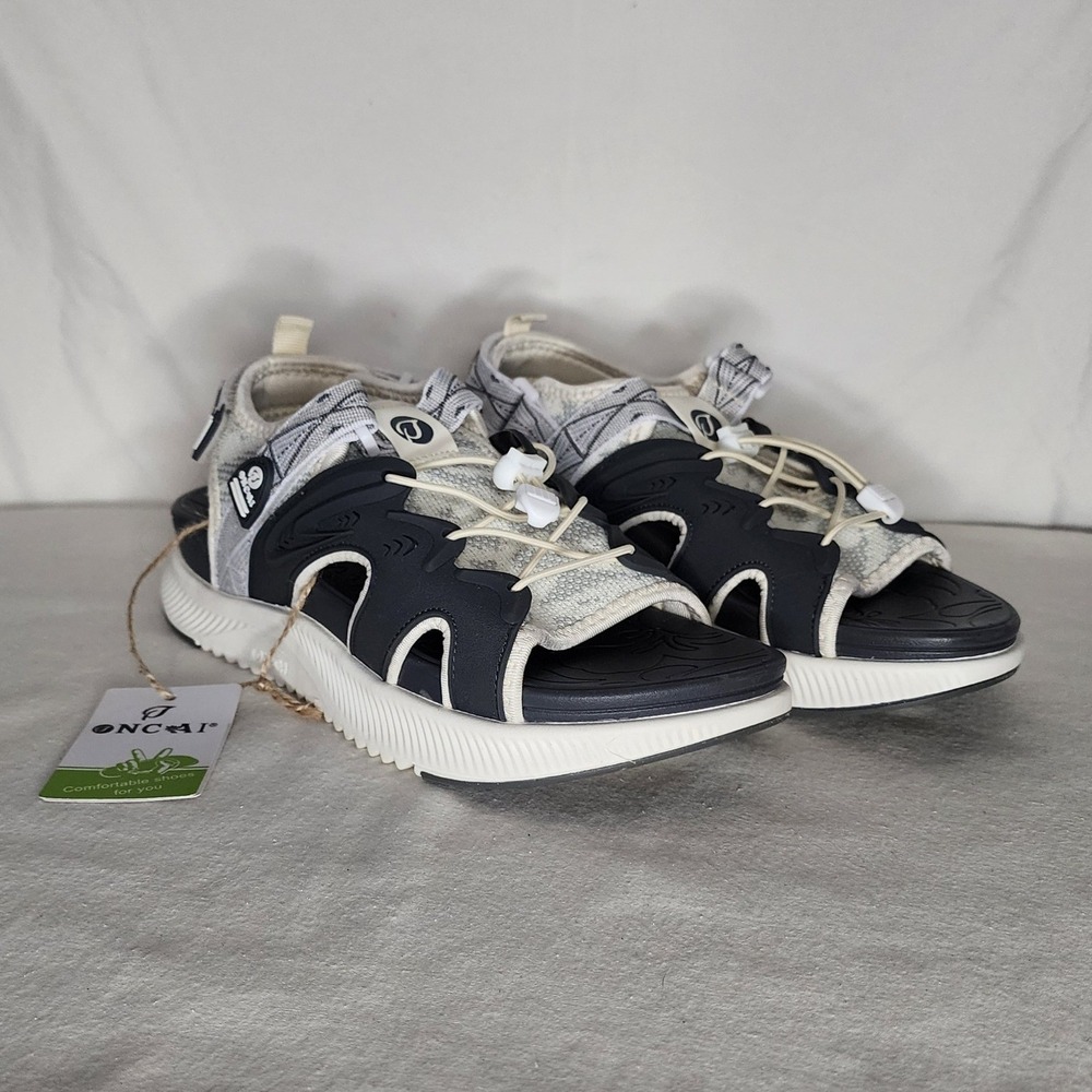 ONCAI Sporty Sandals Women's Gray White Adjustable Straps Comfort Footwear